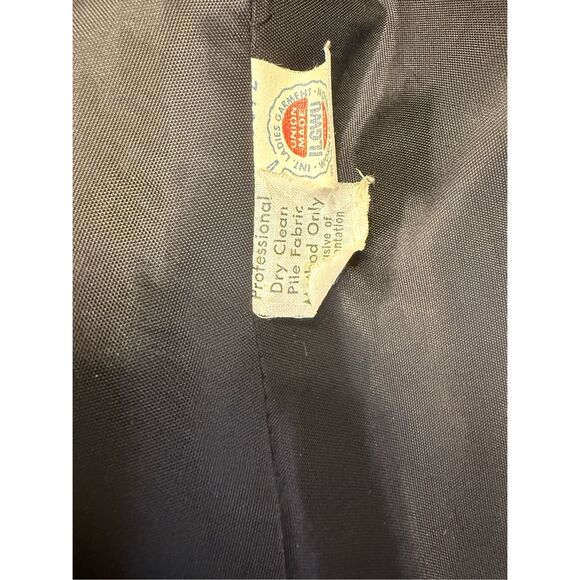 Faux Fur Vintage Cape Black Double Breasted Gold Buttons Union Label - Picture 7 of 7